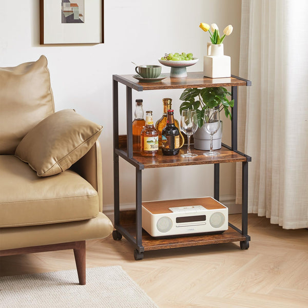 IBUYKE Printer Stand with Storage Shelf,3 Tier Printer Table with Wheels,Printer Cart for Home Office Organization, Rolling Cart Stand for Heat Press