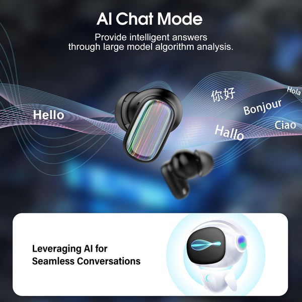 AI Language Translation Earbuds, 3-in-1 Bluetooth 5.4 Translator Headphones with 164 Real Time Languages, 40H Ear Buds with Mic and AI APP, 7 Translation Modes Ideal for Business Learning, Black