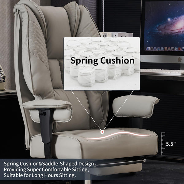 EXCEBET Ergonomic Office Chair – High Back PU Leather Executive Desk Chair with Adjustable Armrests, Swivel Computer Chair for Home/Office, Heavy Duty Support up to 400 lbs