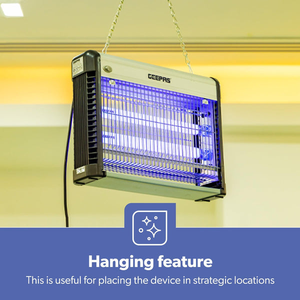 Geepas Electric Fly Killer & Bug Zapper | Powerful UV Light Indoor Insect Trap for Flies, Mosquitoes, Wasps | 50M² Coverage | Odourless & Low Noise | Plug-in Eco-Friendly Pest Control 20W