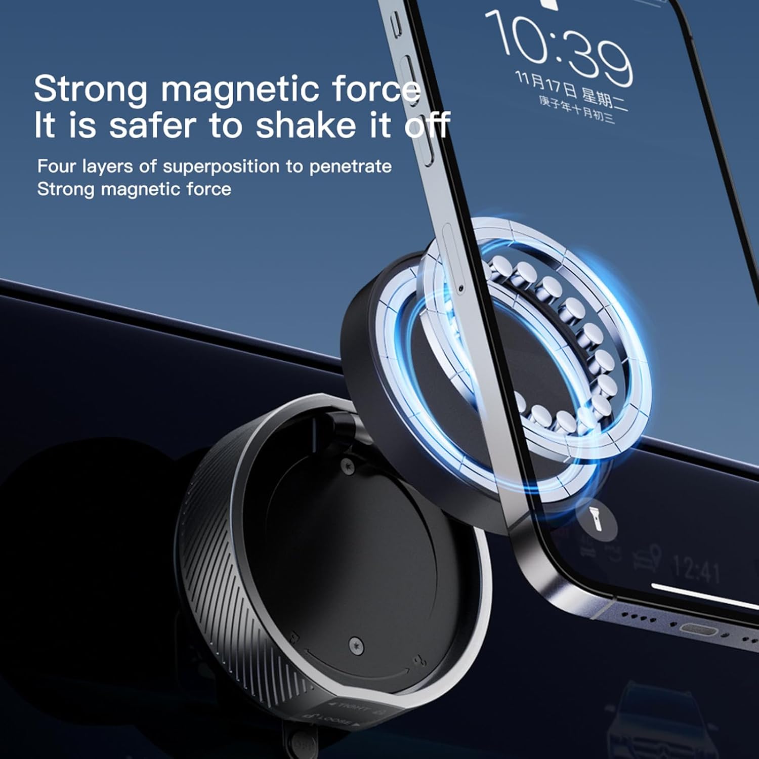 XIANGBIN New Vacuum Magnetic Phone Holder, 360° Rotating Adjustable and Foldable Suction Cup Phone Holders, Stand Magnetic Phone Holder for Car/Gym/Mirror/Smooth Surface