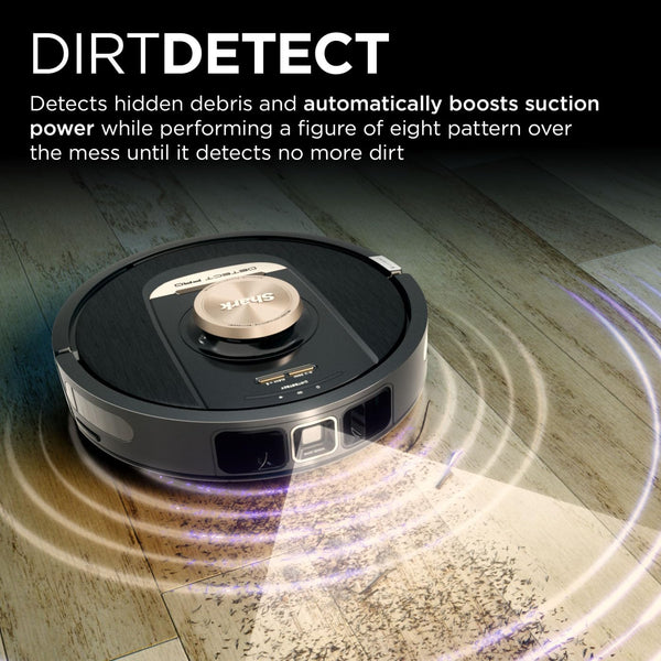 Shark PowerDetect Robot Vacuum with 60-Day Self-emptying Base - Anti-odour - For Carpets, Hard Floors and Pet Hair - 3D LiDAR Navigation - Wi-Fi / App - Odour Cartridge and 2 Brushes Incl. - Black