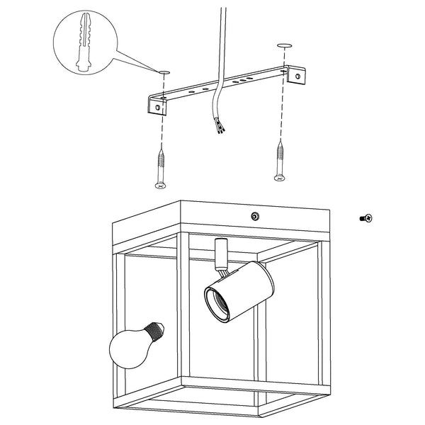 Eglo Flush Ceiling Light Fitting Silentina, Lighting in Industrial Design, Living Room, Kitchen and Hallway lamp Made of Black Steel, E27 Socket