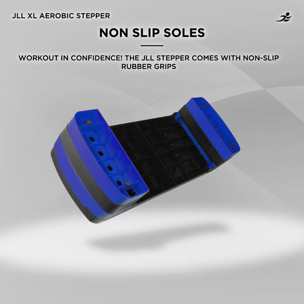 JLL Aerobic Exercise Stepper With Either 2 or 3 Adjustable Step Levels - Great For Home Gym, Cardio, Yoga. (Blue XL)
