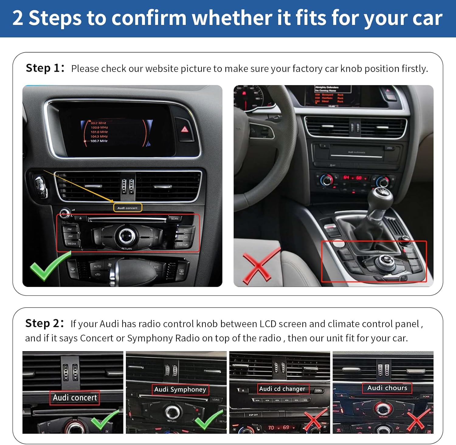 Road Top Wireless Carplay Android Auto Module Receiver Box for Audi S4 S5 A4 A5 (2009-2015 Year) for Q5 (2009-2017 Year) with 2GMMI, Carplay Retrofit Kit Decoder, Support Mirrorlink, Camera