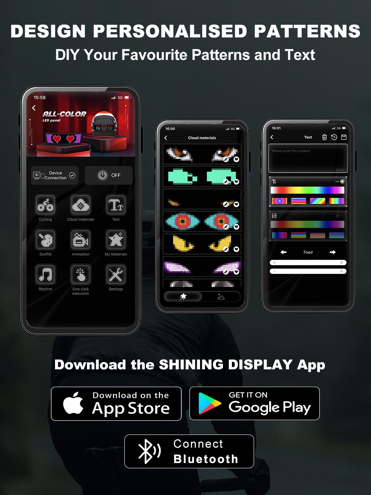 TMEOIIPY Smart App Program Bike Helmet, Back LED Lights Display with USB Rechargeable, Road Bicycle Helmets for Adults: Men, Women, with Turn Signals Remote Control