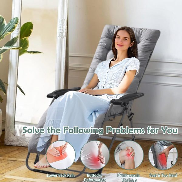 High Back Sun Lounger Replacement Cushion: 170x53 cm Padded Soft Non Slip Ties Outdoor Indoor Use for Reclining Garden Chair Patio Beach Porch Furniture