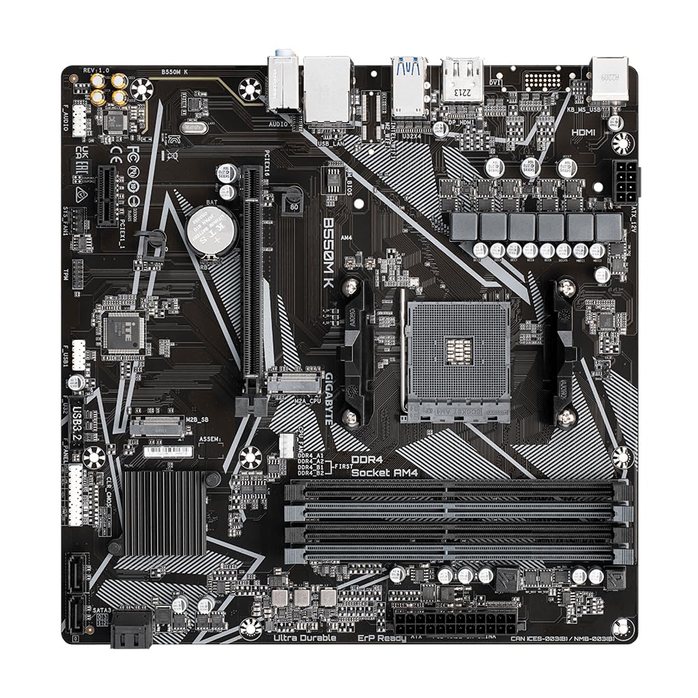Gigabyte B550 AORUS ELITE V2 Motherboard - Supports AMD Ryzen 5000 Series AM4 CPUs, 12+2 Phases Digital Twin Power Design, up to 4733MHz DDR4 (OC), 2xPCIe 3.0 M.2, 2.5GbE LAN, USB 3.2 Gen1