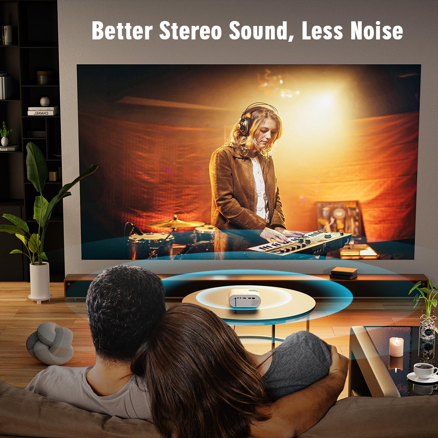 Mini Projector 15000L, Full HD 1080P, VISSPL Full HD 1080P, Portable Outdoor with Tripod, Home Theater Movie Phone Projector Compatible with Android/iOS/Windows/TV Stick/HDMI/USB