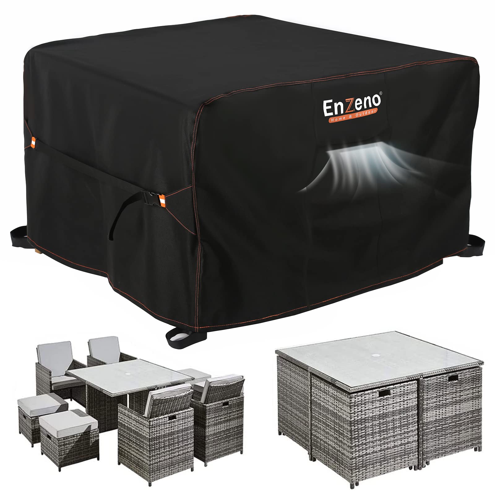 Enzeno Outdoor Garden Furniture Set Covers Waterproof,242x182x100cm Tear Resistant Oxford Fabric Furniture Covers for Outside,Large Patio Set Cover, Garden Table Cover,Windproof, Anti-UV,Rectangular