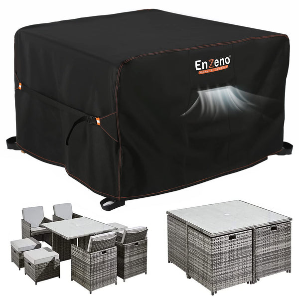 Enzeno Outdoor Garden Furniture Set Covers Waterproof,242x182x100cm Tear Resistant Oxford Fabric Furniture Covers for Outside,Large Patio Set Cover, Garden Table Cover,Windproof, Anti-UV,Rectangular