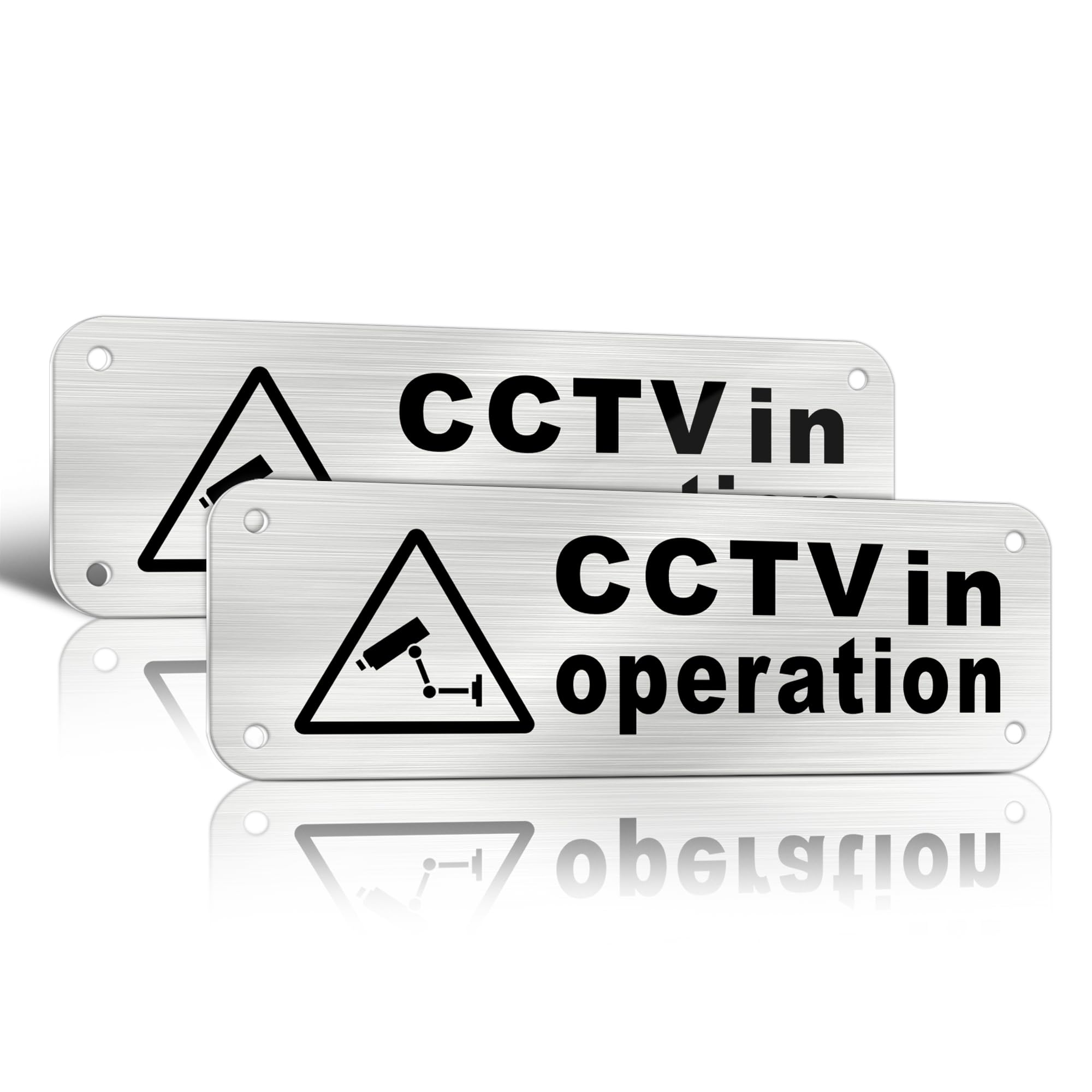 TAKULA Pre-drilled CCTV Sign - 15 * 15cm Aluminium Brushed Metal Sign - 24 HR Outdoor Waterproof, UV Resistant, Durable | Pack of 1