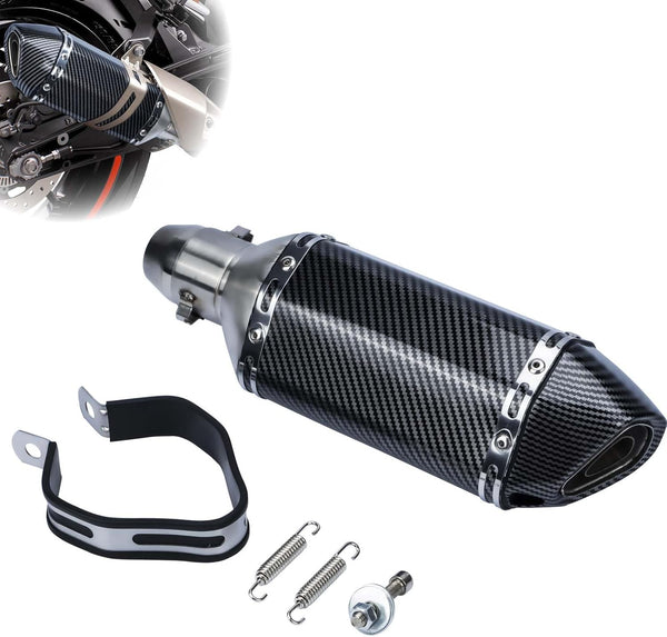 Motorcycle Slip On Exhaust Muffler, 38-51mm/1.5-2in Inlet Stainless Steel Universal Motorcycle Exhaust Mufflers Exhaust Muffler Carbon Fiber Pipe for Motorcycles Modification