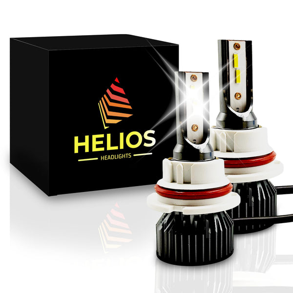 HELIOS H4 / HB2 Headlight Bulbs Led 18000 LM Super Bright Fan Cooling All In One Cool White Conversion Kit Hi/Lo (DC 9-30V) 6000K (36W x2) 30,000Hours over 200% Brighter, Braided Cable