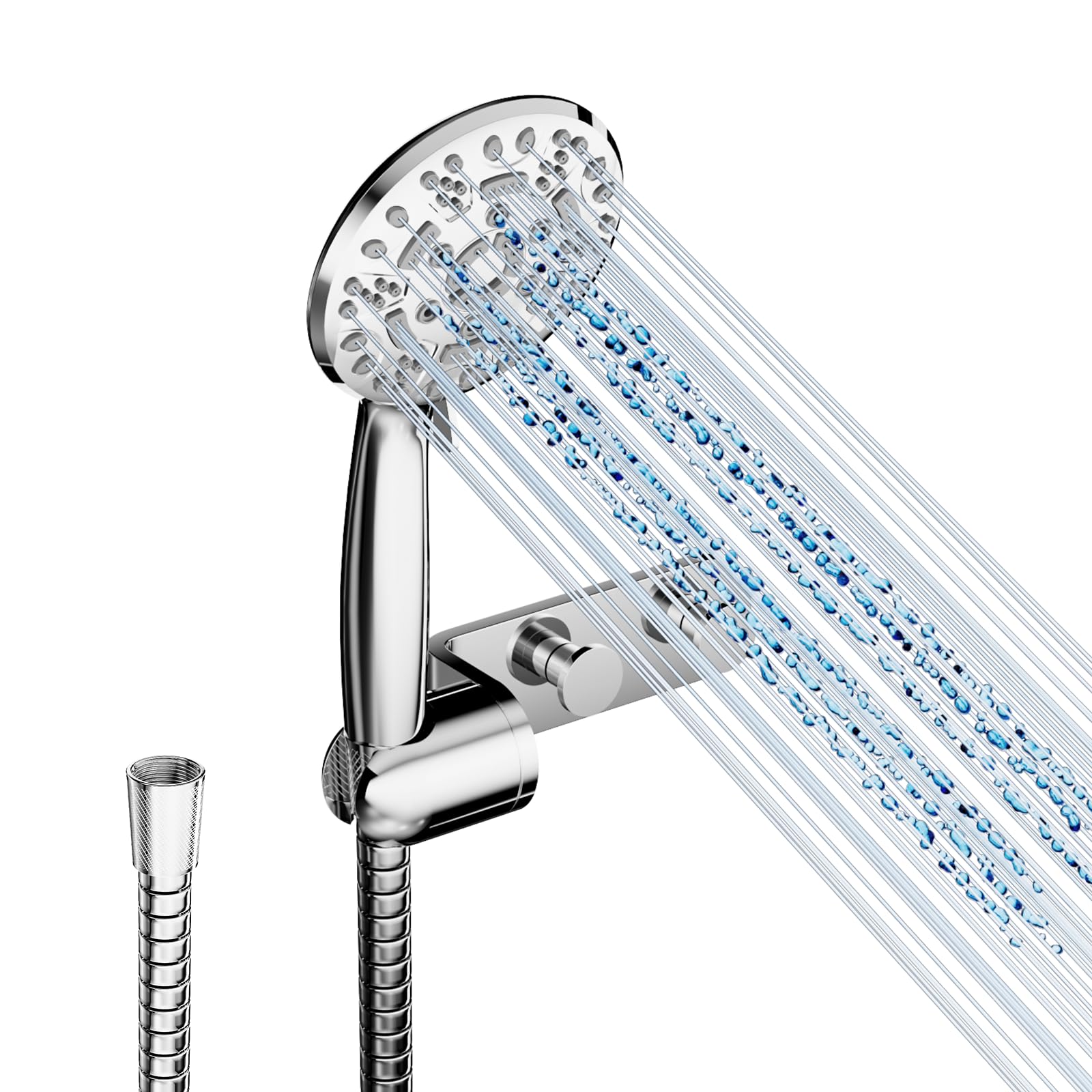 Cobbe High Pressure Shower Head with 8 Spray Modes, Powerful Water Saving Shower Head Set, Large Universal Flow Rain Showerhead for Low Water Pressure - Black