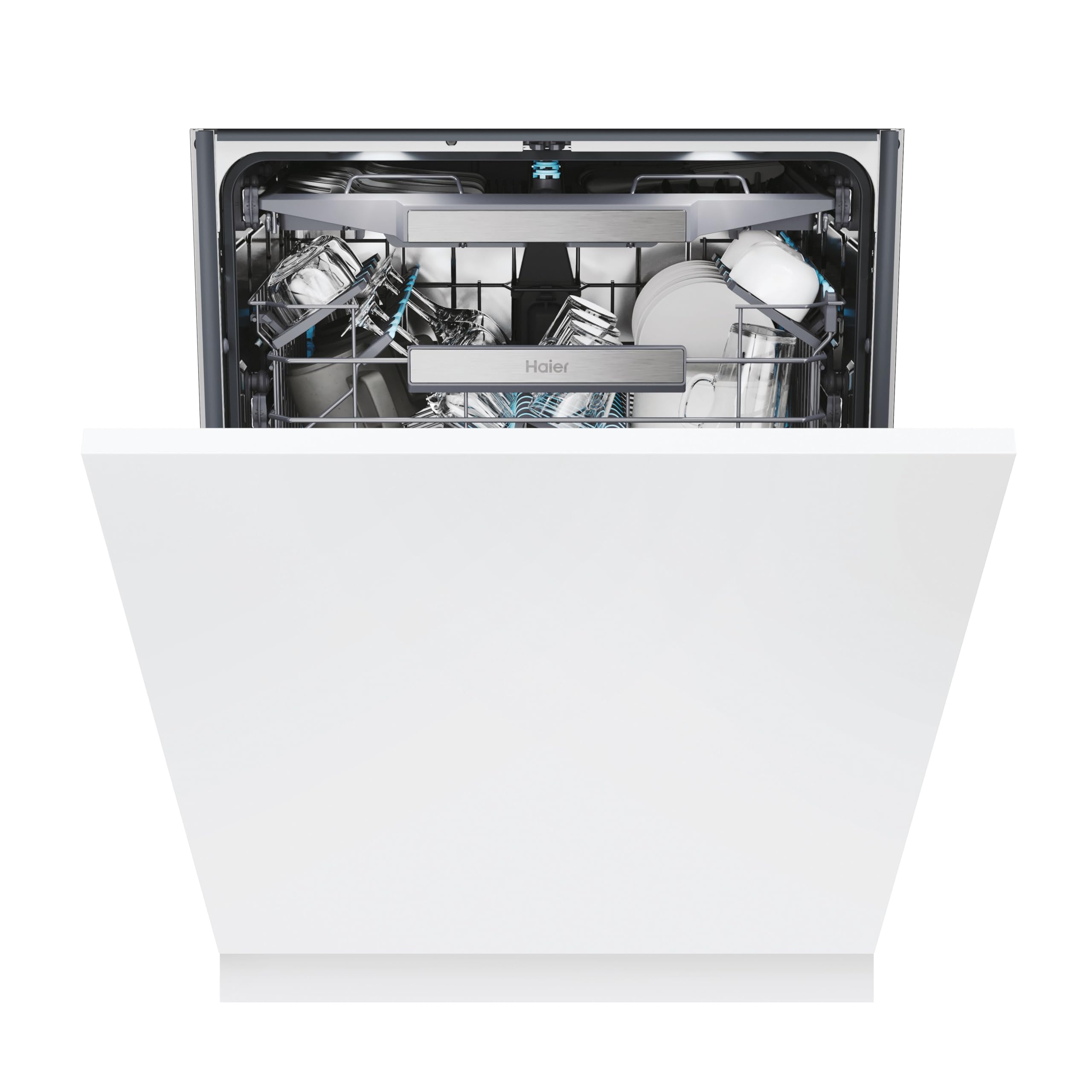 Haier XI1C3TB2FB-80 I-Pro Shine Series 4 Integrated Dishwasher, 11 place Setting, Black Bezel, C Rated