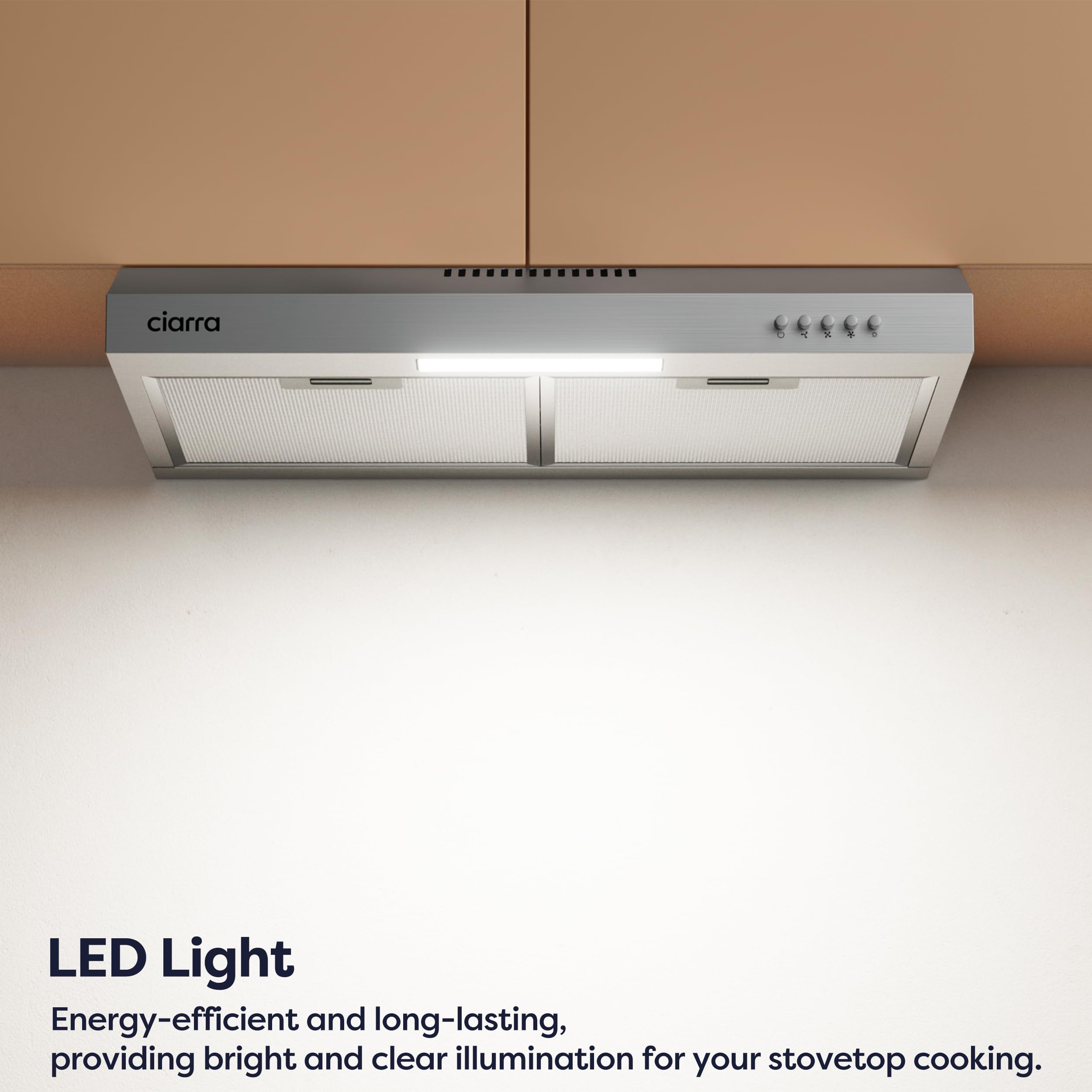 CIARRA 60cm Visor Cooker Hood Undercabinet Hoods Stainless Steel Wall Mounted Kitchen Extractor Fan Model CBCS6903