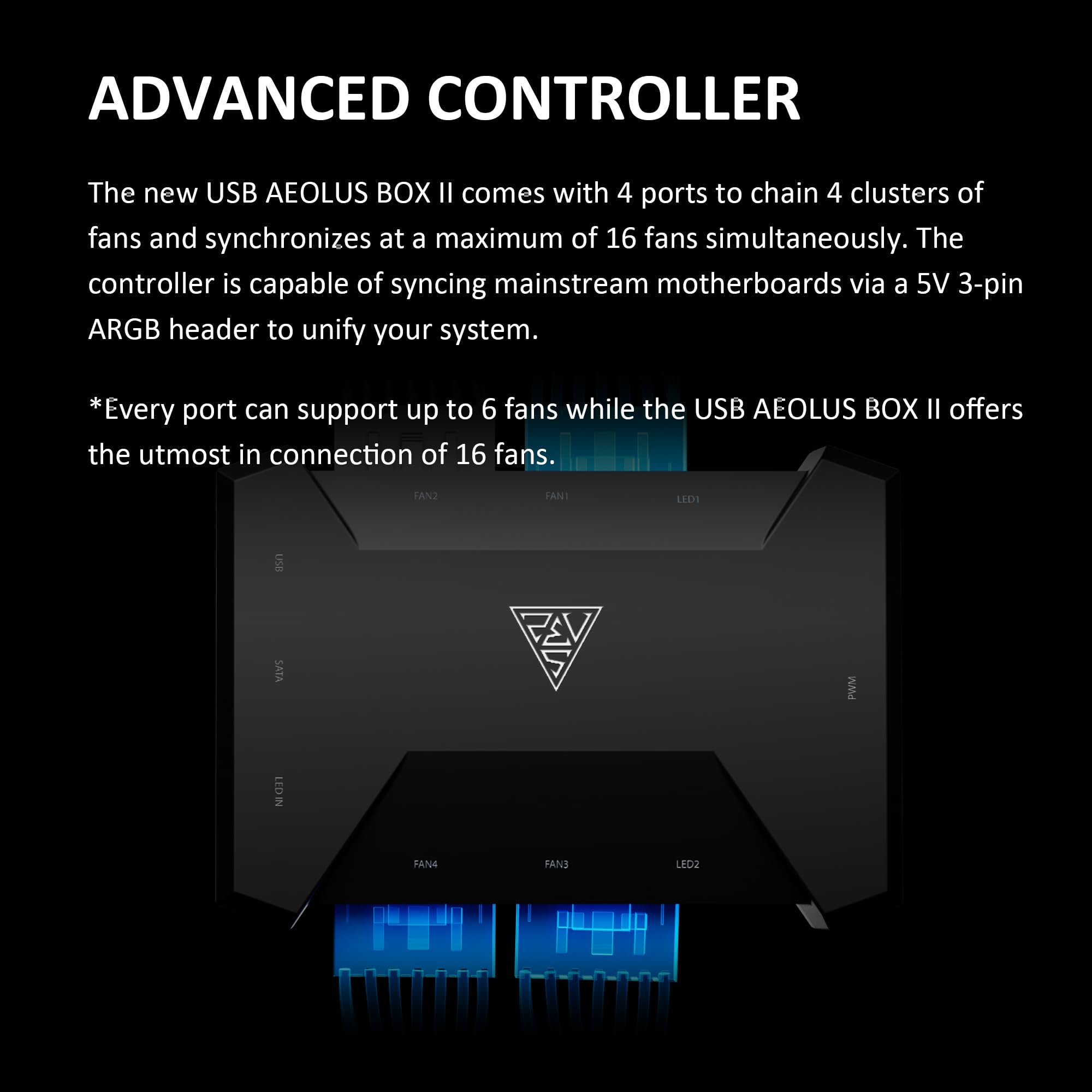 GAMDIAS 120mm ARGB PC Case Fans, Computer Case Fan, Cabless Daisy Chain Connection, Dual Infinity Mirror Lighting, Swappable Fan Blade for Reverse Airflow, Performance 30mm Thick, With Control Box