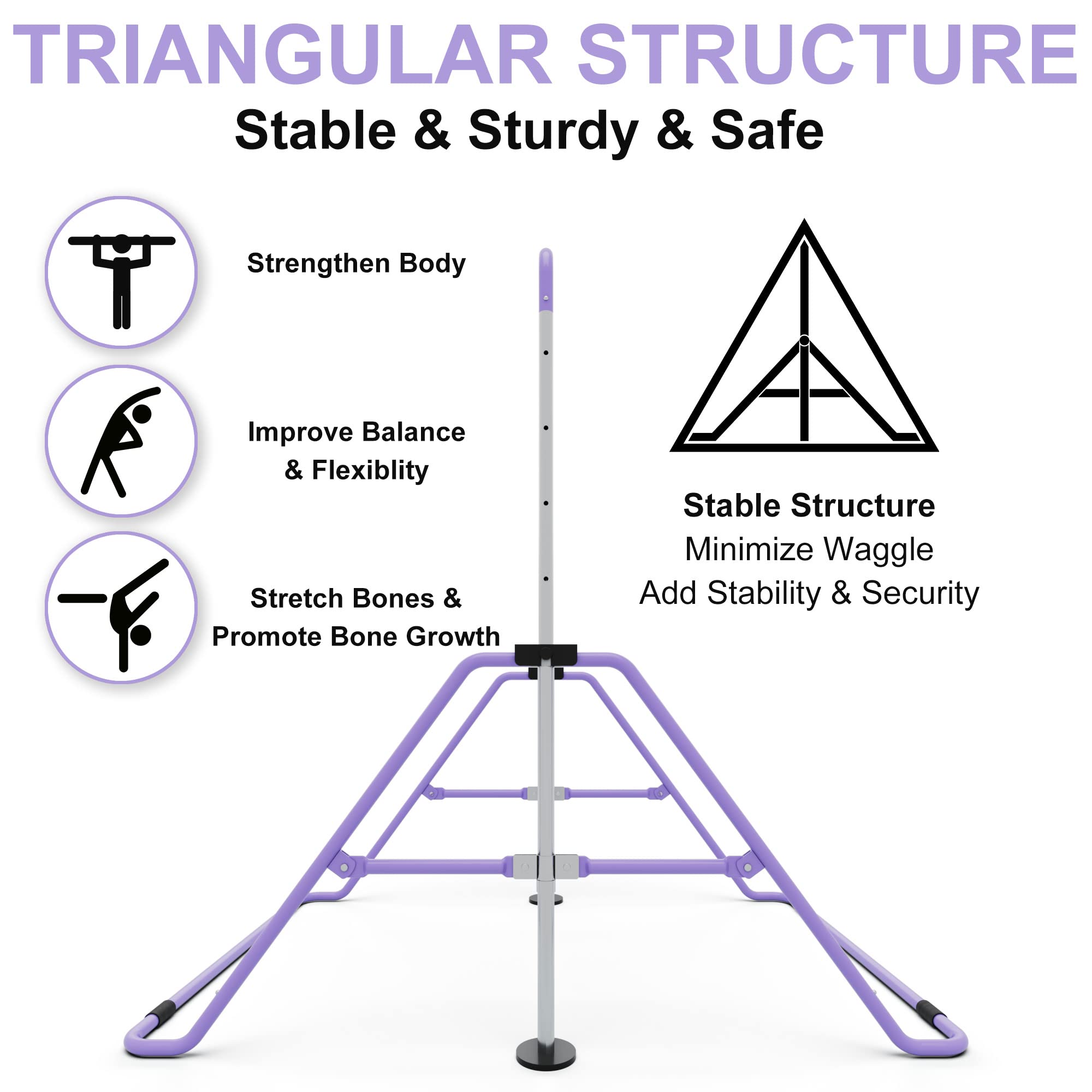 GYMMAGE Gymnastics Bars with Bar Pad, Junior Training Kip Bar Gymnastics Equipment for Home Garden, Adjustable Height Gymnastic Folding Horizontal Bar