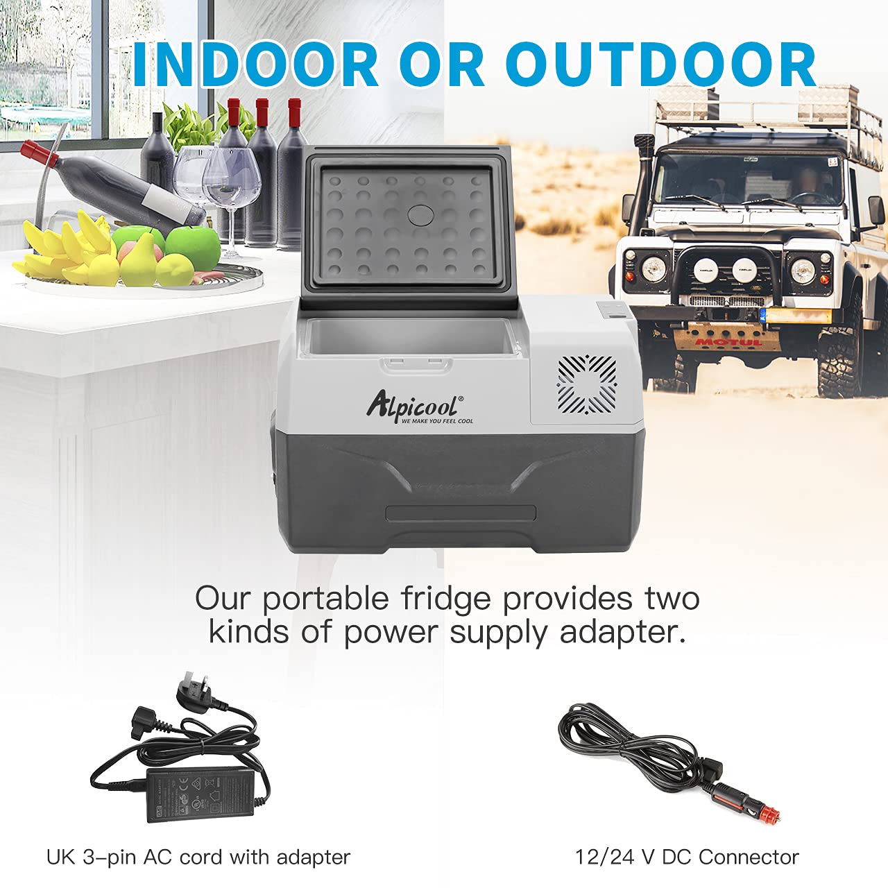 Alpicool CX50 50L Compressor Car Refrigerator, Portable Camping Fridge DC 12v Freezer for Truck, Campervan, RV, Boat, -20℃ to 20℃, with Telescopic Handle, USB Socket