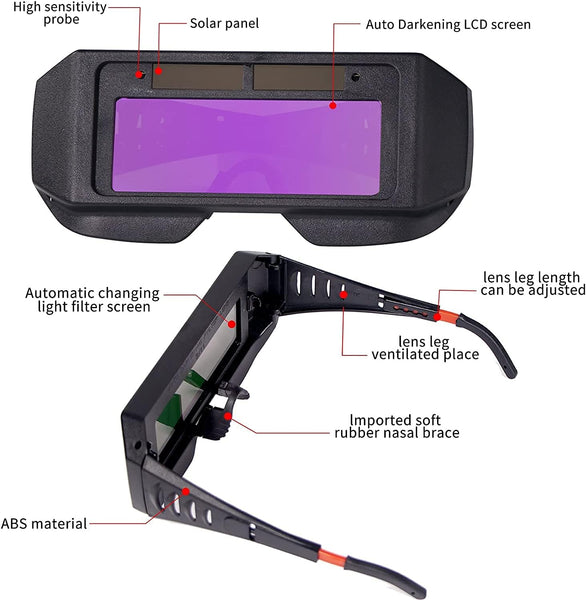 T TOVIA Solar Auto Darkening Welding Goggles – Lightweight Eye Protection for MIG TIG ARC Welding