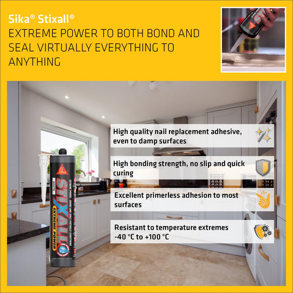 Sika Stixall – Extreme Power Sealant And Adhesive – Waterproof – Crystal Clear – 290ml
