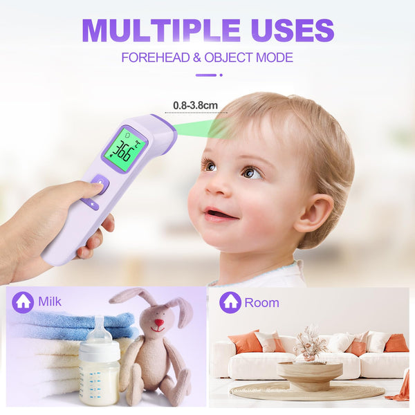 No-Touch Forehead Thermometer for Adults, Infrared Digital Thermometers for Kids, Touchless Baby Thermometer, Accurate Reading with LCD Display, Mute Mode, Memory Recall, Fever Alarm