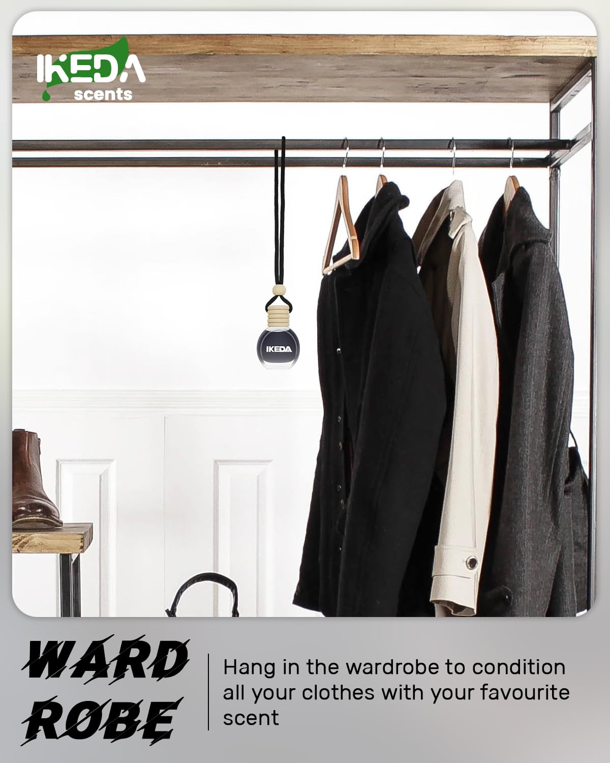 Ikeda scents Ikeda Car Air Fresheners | Automotive Hanging Pendant | Auto Perfume Diffuser with Real Oil | Strong and Long Last Fragrance | Fresh Smell Cover Odours | Car Accessories for Men Women