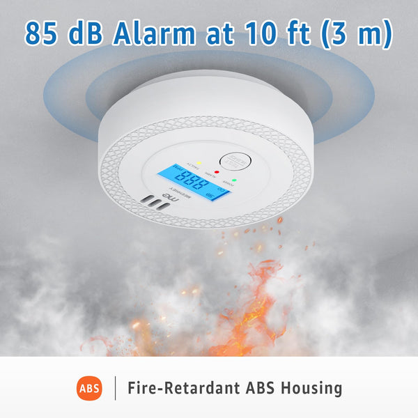 MEEHHEY Carbon Monoxide Detector, Carbon Monoxide Alarm, CO Alarm with Digital Display and Test Button, CO Detector Monitor with Replaceable Battery, Ten Years Alarm Sensor Life, AA Battery Powered