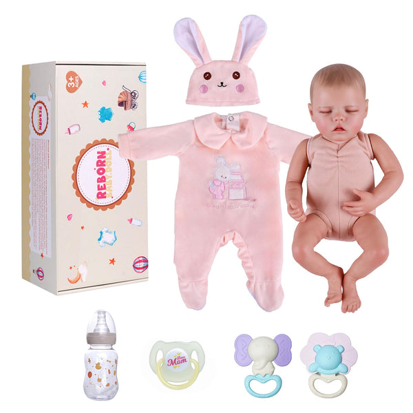 JIZHI Reborn dolls Age 3+ - 17-Inch Handmade Realistic Baby Dolls Soft Cloth Body with Toy Accessories, Reborn Baby Dolls Like a Lifelike Baby(Sleeping baby)