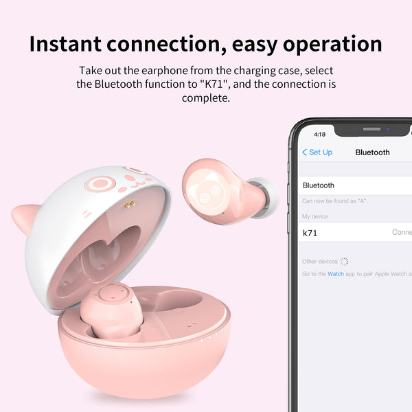Earbuds for Kids Cute Design in-Ear Wireless Earphones for Kids Boys Adult Bluetooth 5.3 Waterproof Sport Stereo Headphones with Mic for Phone