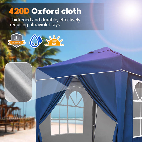 SANHENG Pop Up Gazebo, Pop Up Tent with Weights, Fully Waterproof, All Weather Gazebo ideal for Outdoor Party Camping (2x2m,Blue)
