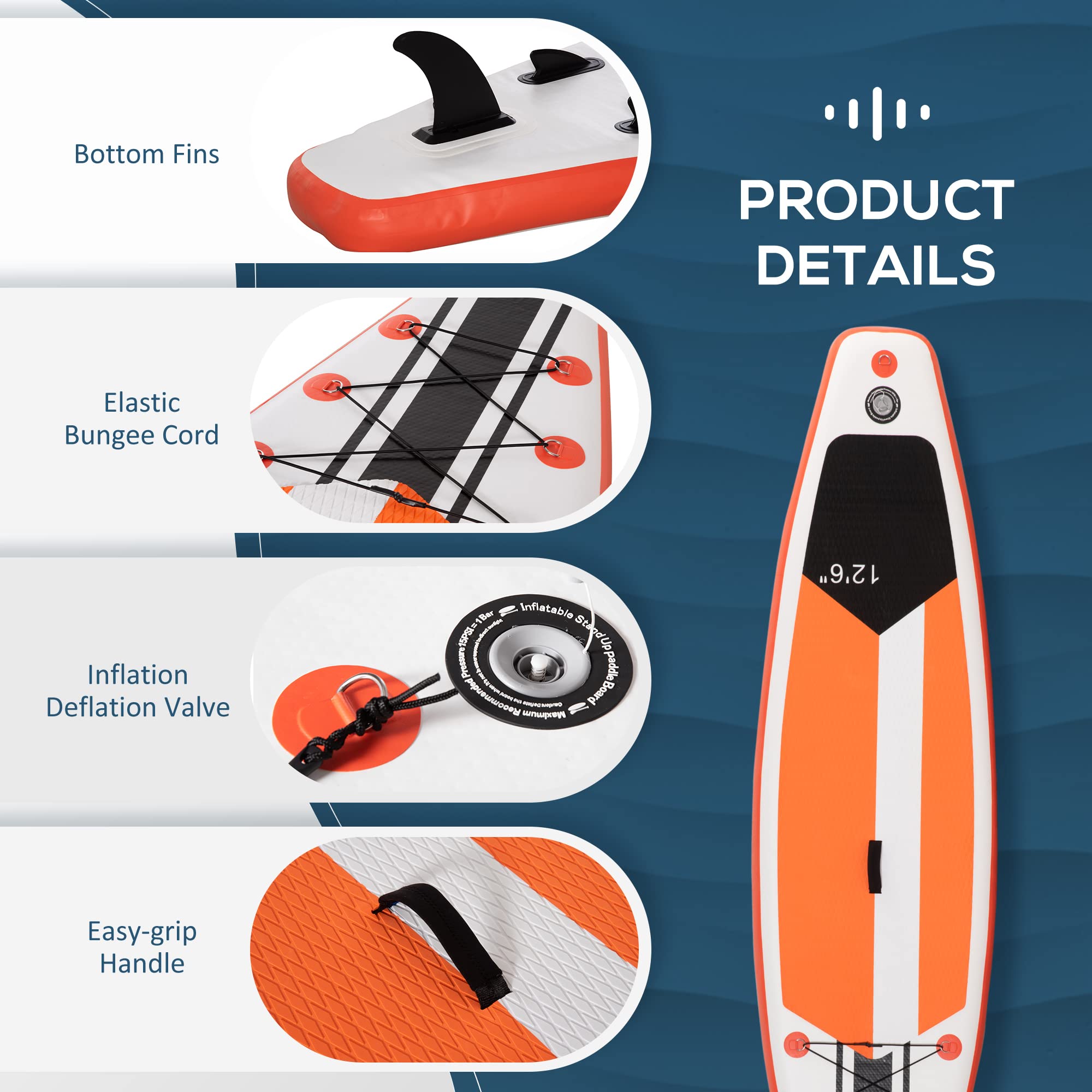 Outsunny Inflatable Stand Up Paddle Board, Non-Slip Deck Board