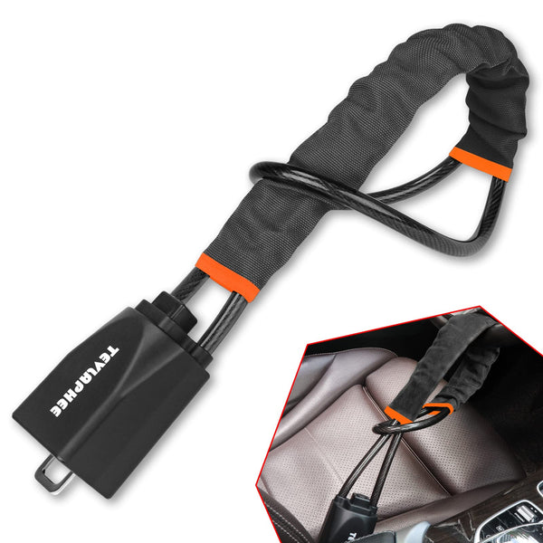 Tevlaphee Steering Wheel Lock, Steering Lock, Car Steering Wheel Locks, Steering Wheel to Seat Belt Lock, High Visibility Car Lock Anti-Theft Device, Heavy Duty, Universal Fit, 3Keys (Green)