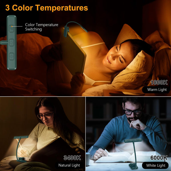 Gritin 19 LED Book Light, Reading Light Book Lamp for Reading at Night with Memory Function, 3 Eye-Protecting Modes -Stepless Dimming, Long Battery Life, 360° Flexible Lamp for Bed,Tablet