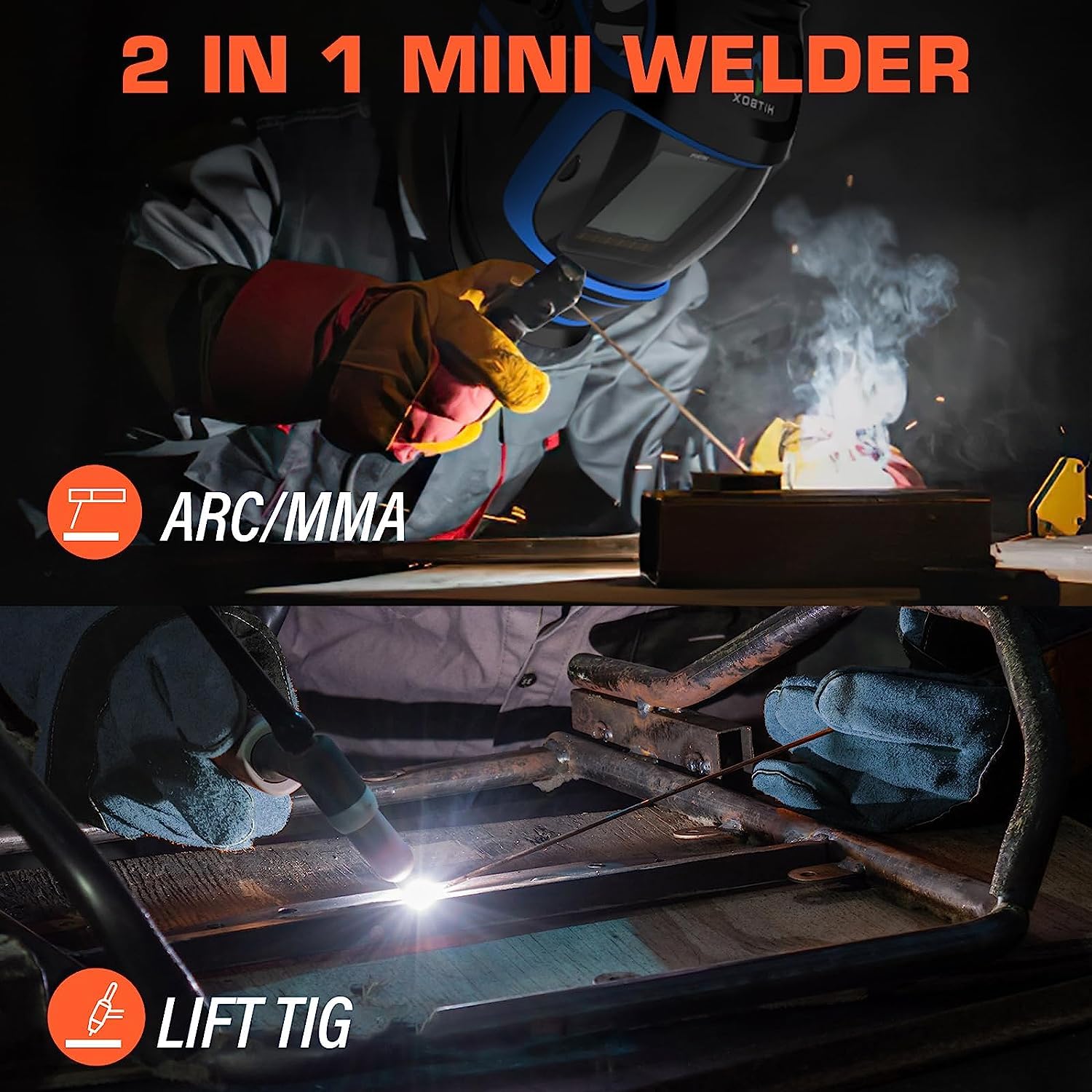 HITBOX 160A Stick Welder, 2 in 1 Lift TIG MMA ARC Welding Machine, 240V Portable Welder with Arc Force, Hot Start, Anti-Stick, LCD Digital Display, IGBT Inverter Welder for Home and Professional Use