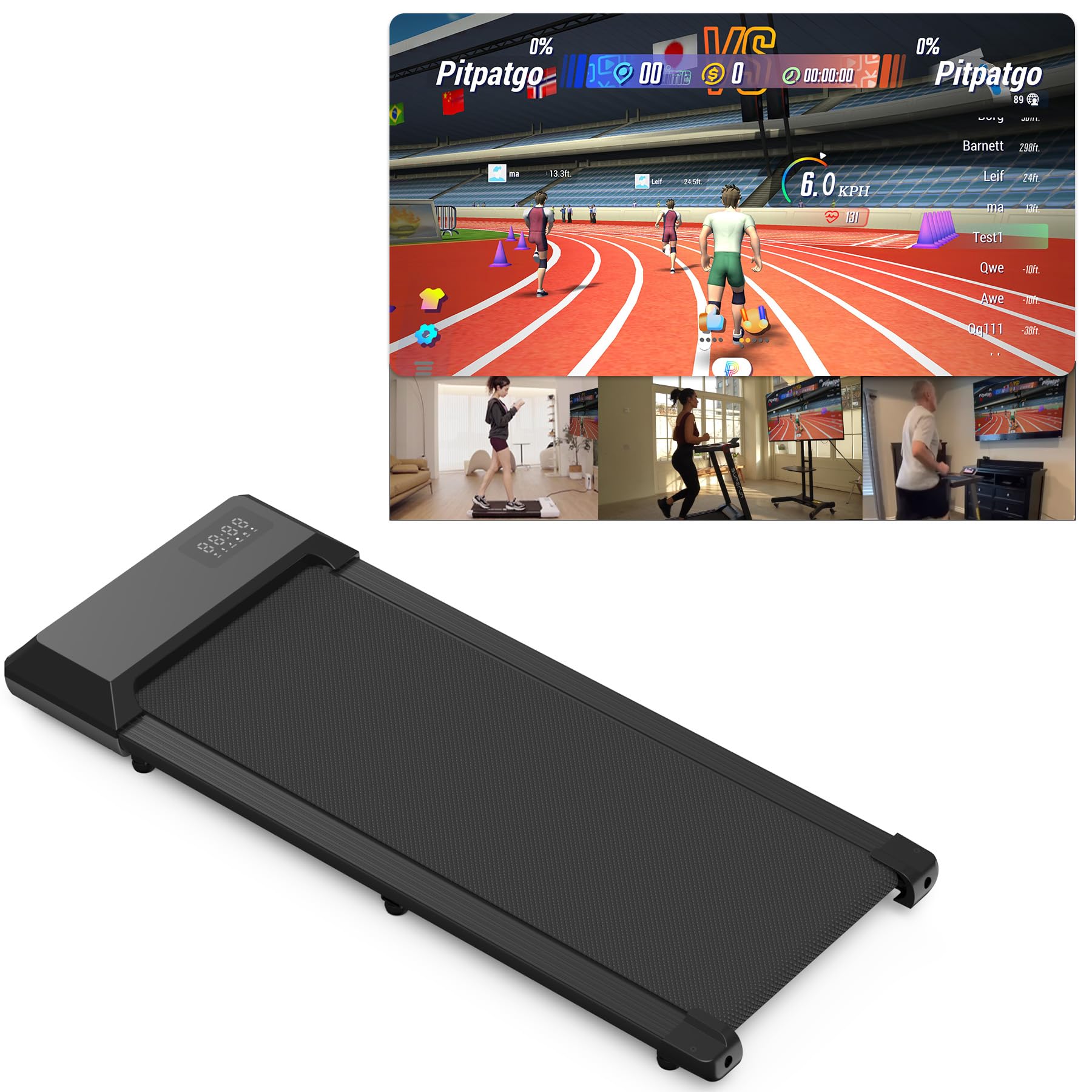 Superun Walking Pad Raceable 2.5HP APP Control Under Desk Treadmill 136KG Capacity Portable Walking Machine for Home with Training Courses and Multi-Runner Races