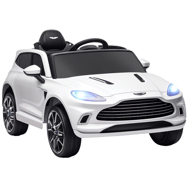 AIYAPLAY 12V Kids Electric Car, Aston Martin DBX Licensed Kids Ride on Car with Remote Control, 4 Suspension Wheels, LED Lights, Music, Horn, Slow Start, for Ages 3-6 Years, Blue