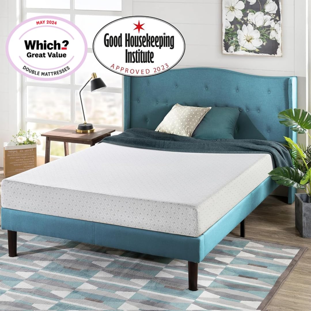 ZINUS Single Mattress - Memory Foam - 90x190cm/3x6ft - Height 13cm/5in - Medium Firmness - Orthopaedic Support with Comfort foam - Green tea Designed in UK standards