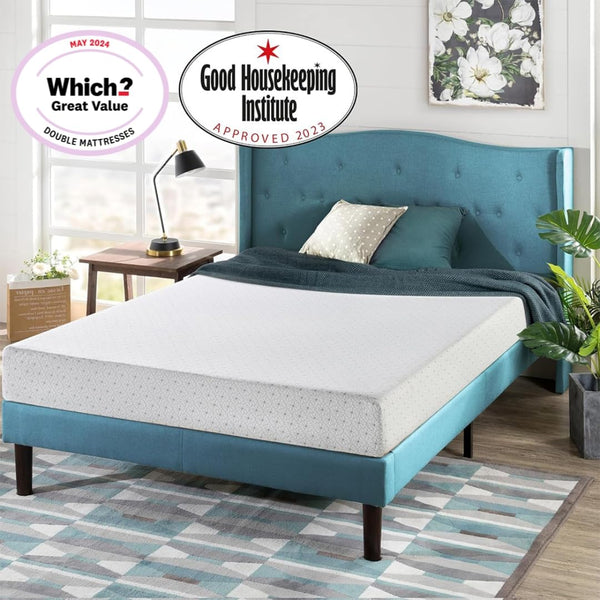 ZINUS Single Mattress - Memory Foam - 90x190cm/3x6ft - Height 13cm/5in - Medium Firmness - Orthopaedic Support with Comfort foam - Green tea Designed in UK standards