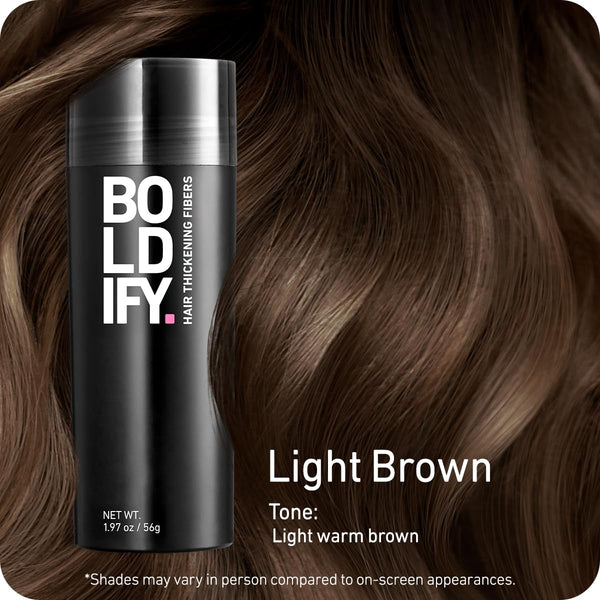 BOLDIFY Hair Fibres (56g) - Fill In Thinning and Fine Hair for an Instantly Fuller, Thicker Look - 14 Shades for Women and Men - Medium Brown