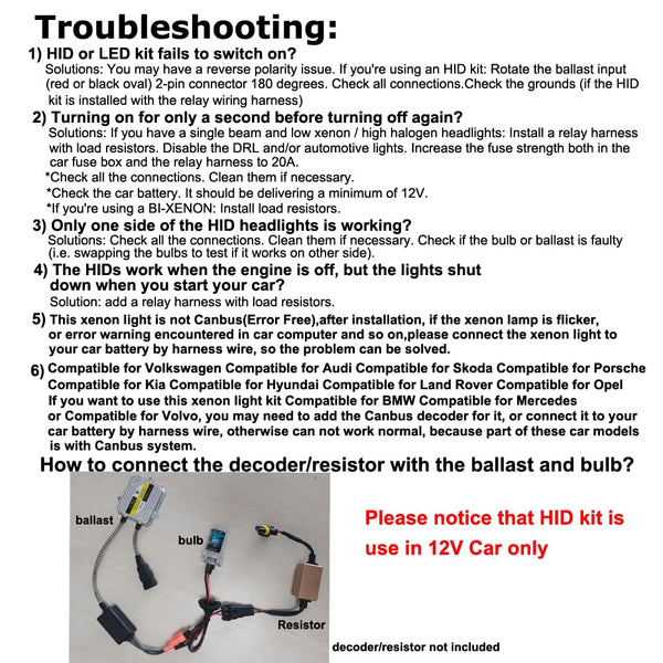 HSUN HID Conversion Kit,With Reliable Ballast Fit Car Factory Headlight,6000K Xenon White (H1)