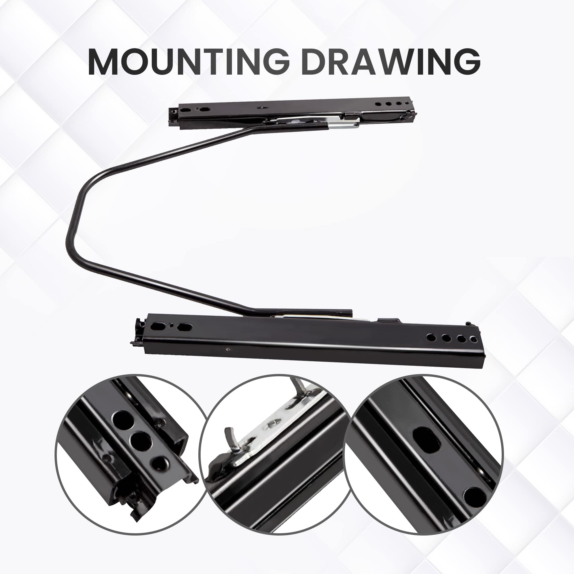 maXpeedigrods Universal Car-Seat Runners/Base Sliders, Racing-Seats Dual Lock Slider Steel Lock Adjustable Track Kit for Most Bottom Mount-Seats