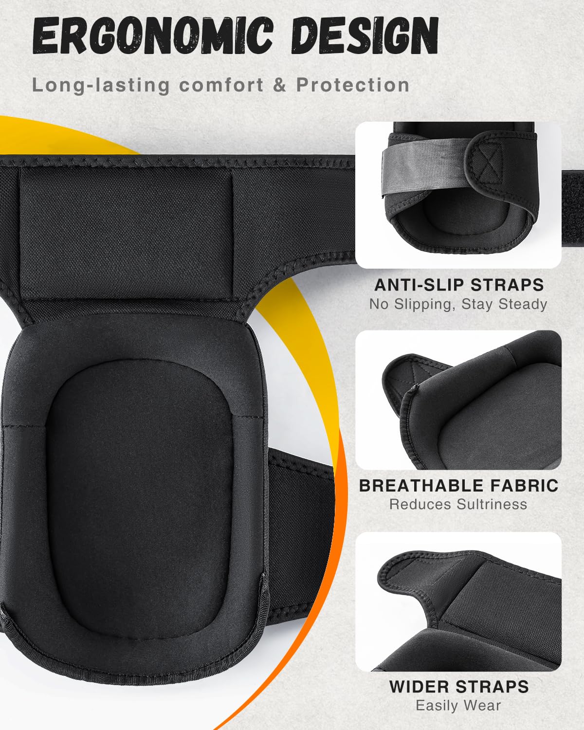 IPSXP Professional Knee Pads for Work,Gardening & Construction Knee Pads for Men and Women with Thick Double Gel Cushion, Strong Adjustable Non-Slip Straps,1 Pair