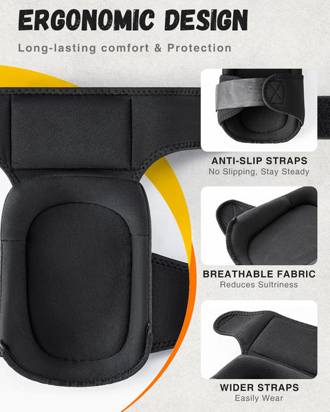 IPSXP Professional Knee Pads for Work,Gardening & Construction Knee Pads for Men and Women with Thick Double Gel Cushion, Strong Adjustable Non-Slip Straps,1 Pair
