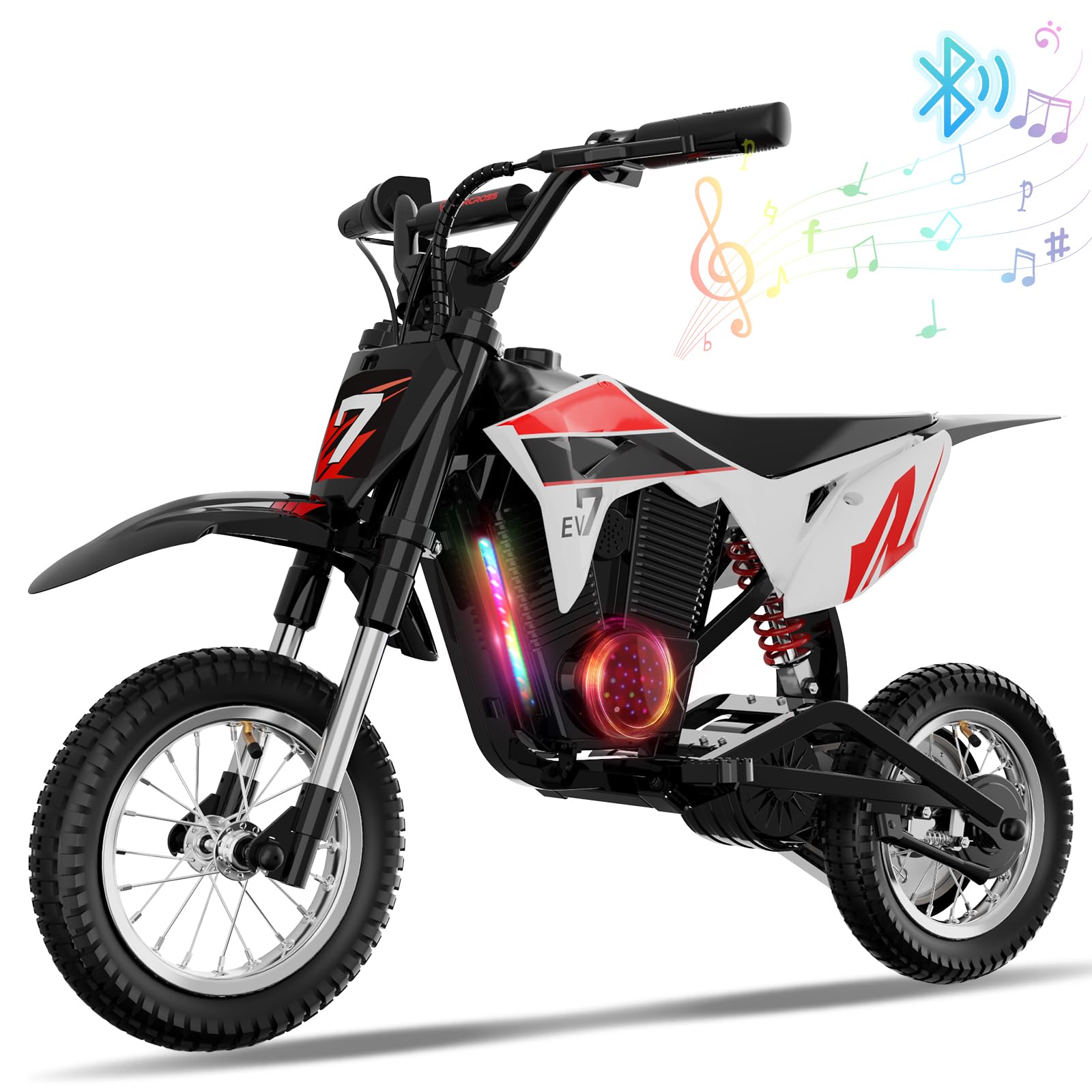 EVERCROSS EV12M PRO Kids Ride On Motorcycle, Electric Motorcycle with 300W Motor, 9.3Miles Long-Range, 12'' Pneumatic Tire, Bluetooth Music, Colorful Lights, Motor Cross for Ages 3-12 Children