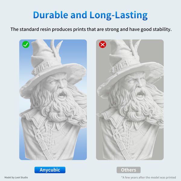 ANYCUBIC Standard 3D Printer Resin, LCD UV 405nm Rapid Photopolymer 3D Resin for 6K/8K/12K/14K LCD 3D Printers(1000g, Grey)