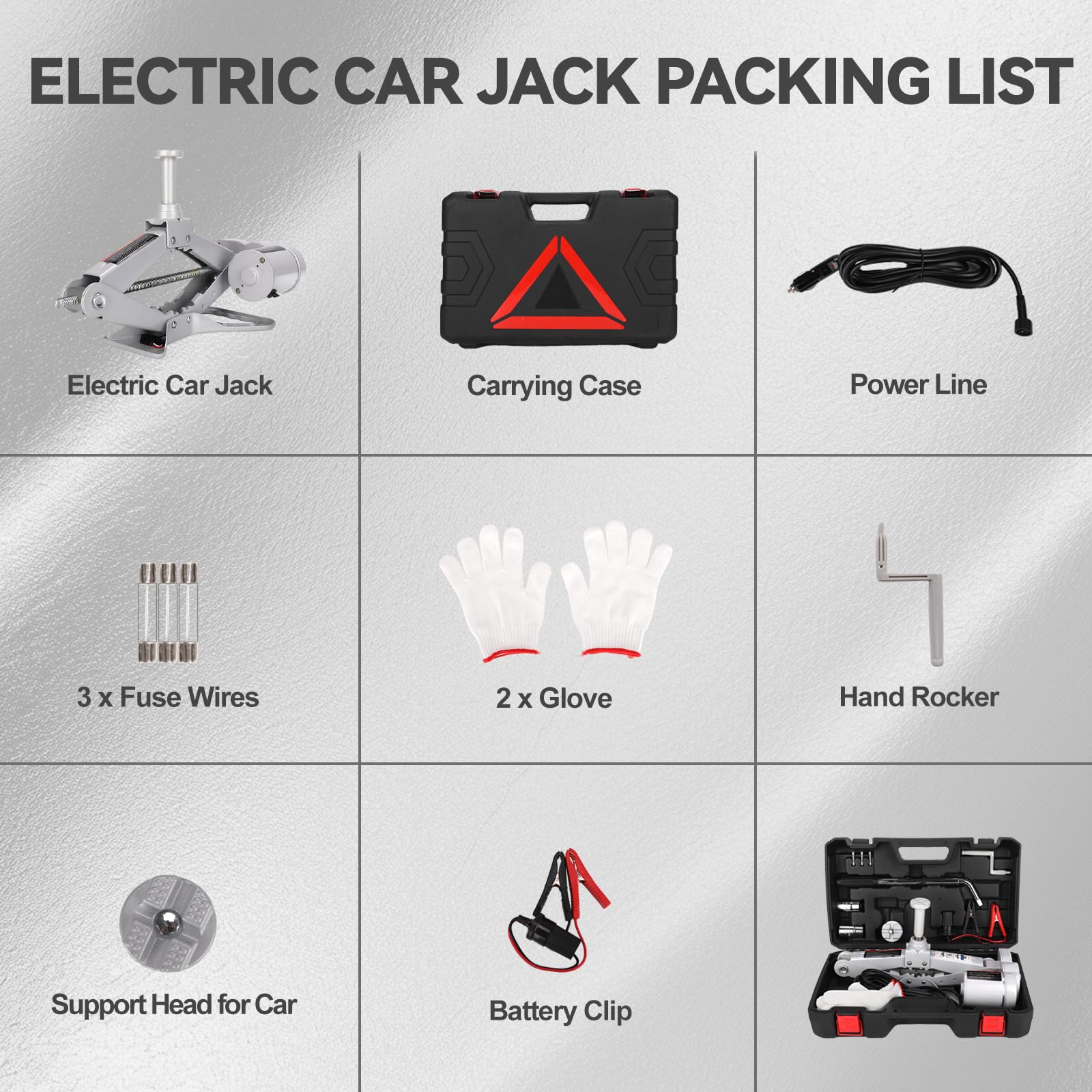 ROGTZ 12V Electric Scissor Jack – Low Profile 3 Tonne Car & Trailer Floor Jack Kit | Emergency Tyre Change & Repair Set with LED Light & Auto‑Lock | Carrying Case Yellow