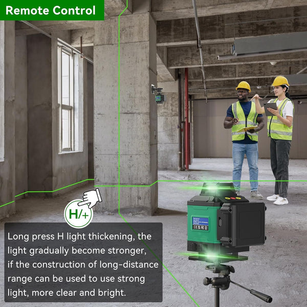Laser Lever with Tripod, Healfith 4 x 360° 16 Lines Self Leveling Laser Level Green Lazer Level for Construction, Tile, Home Renovation, Picture Hanging