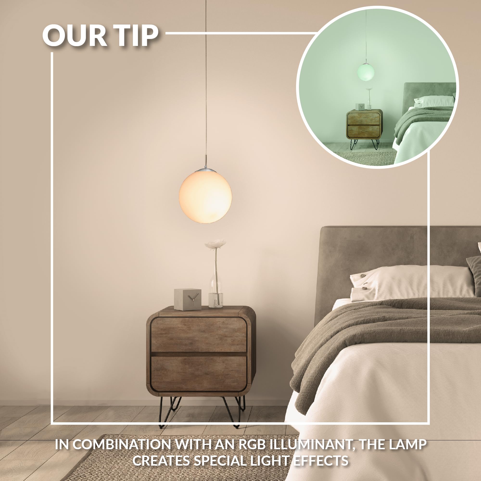 EGLO Rondo Pendant Lamp, Matt Steel and White Opal Matt Glass Ceiling Light, Dinning and Living Room Hanging Lighting, E27 Socket,  9.8 inches, Satin